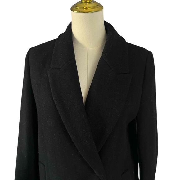 Zara Black Wool Blend Overcoat Buttoned Notched Lapel Mens Size Small - Picture 10 of 16